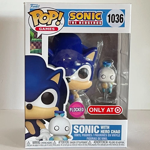 1035 Sonic with Hero Chao FLOCKED Funko Pop Video Games Sonic the Hedgehog NIB