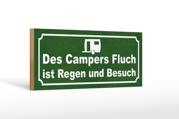 Holzschild Spruch 27X10 Cm Des Campers Fluch Ist Regen Deko Schild Wooden Sign-image