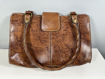 PATRICIA NASH LEATHER SIGNATURE MAP RIENZO BROWN RIOT RUST SATCHEL