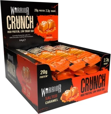 WARRIOR SUPPLEMENTS Protein Bars Warrior Crunch - 12 Pack, Smart Low Price Snack - Salted Caramel