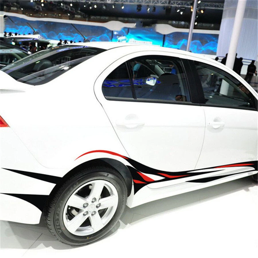 Red&Black Wheel flame trajectory  Car Side Body Waterproof Vinyl Decal Sticker - Image 4 of 4