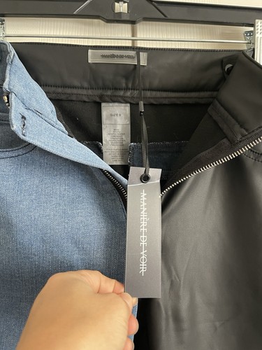 Maniere De Voir Cargo Pants Womens US 8 Black Blue Pockets Medium Wash NWT - Picture 7 of 13