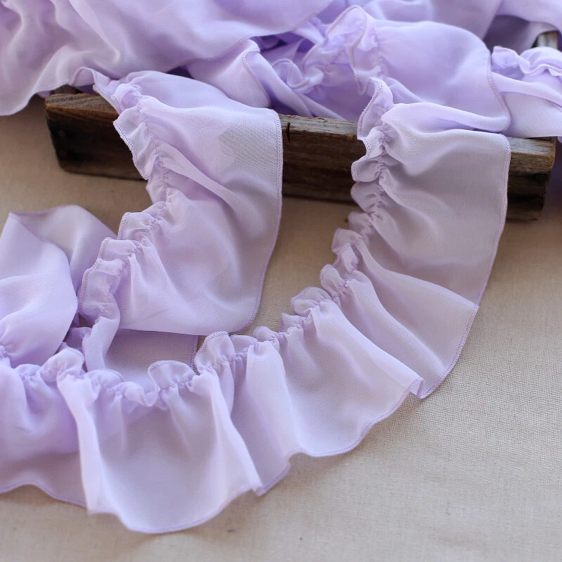 Chiffon Frill Ruffles Edging Trimming Lace Dress Curtain Craft Sewing 5M - Image 4 of 4