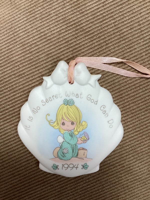 Precious Moments Ornament “It Is No Secret What God Can Do”. Dated 1994 on Front