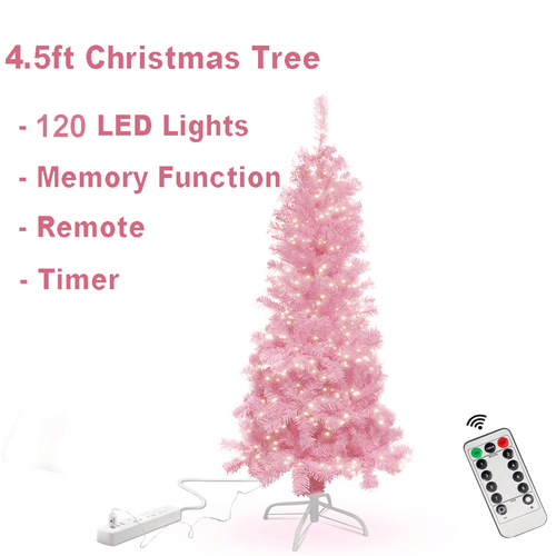 4.5ft / 7.5ft Pink Christmas Tree USB LED String Lights Decor with Remote Timmer - Picture 3 of 20