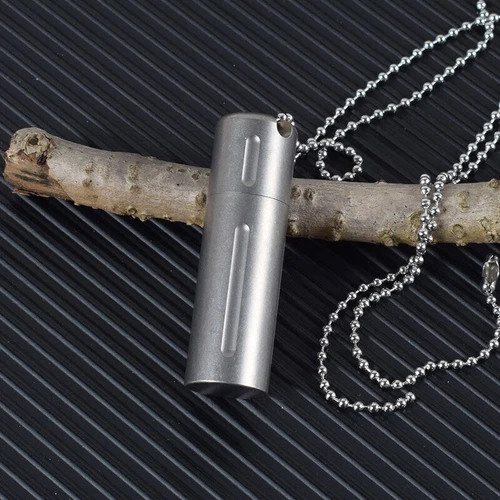 TA2 Titanium Waterproof Pill Container Box Keychain Outdoor EDC Sealed Storage - Picture 7 of 14