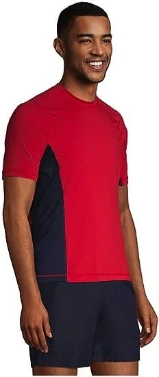 NWT Lands' End Men's Crew Neck Short Sleeve Rash Guard Red UPF 50 XXL $60 FLI161 - Image 2 of 4