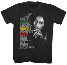 Bob Marley Good Music Hits T Shirt Mens Rock and Roll Classic Band Tee New Black