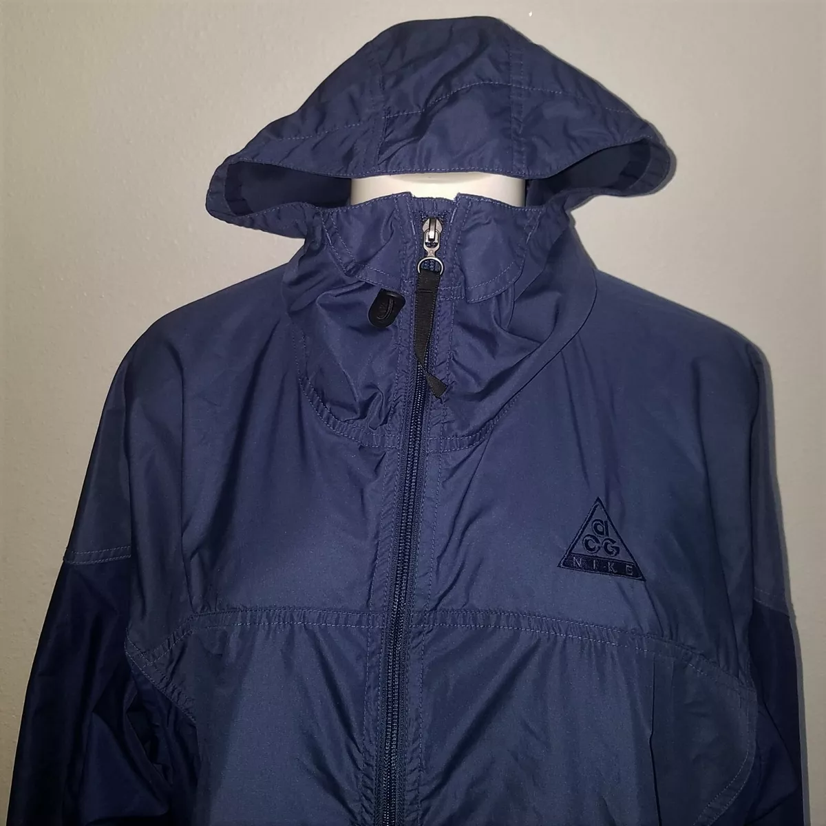 VTG Nike ACG Clima-Fit Packable Windbreaker Jacket Medium 8-10 Blue 920220  KL4