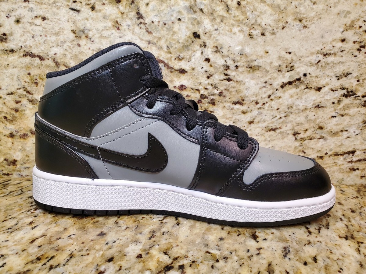 Nike Air Jordan 1 Mid GS Shadow Grey Red Size 6Y /Women's Size 7.5