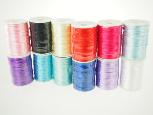 Satin Rat Tail Ribbon String Cord Chinese Knot Bow Ties Threading Gift Wrap Roll - 第 3/23 張圖片