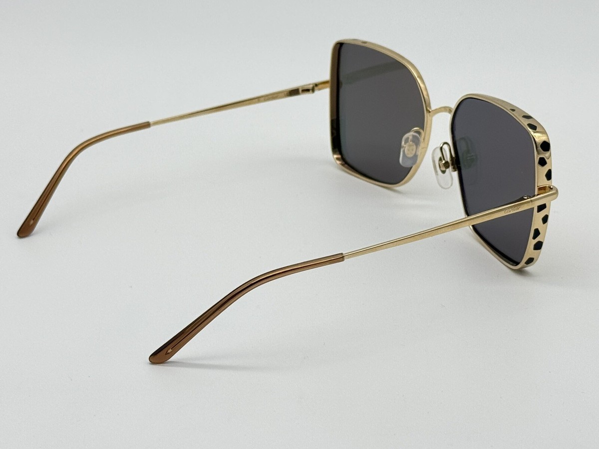 PANTHERE DE CARTIER SQUARE GOLD/GRAY SUNGLASSES CT0299S NEW 100