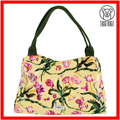 Cath Kidston Schultertasche Handtasche New Day Blumen ausgefallen grün Wachstuch CO61