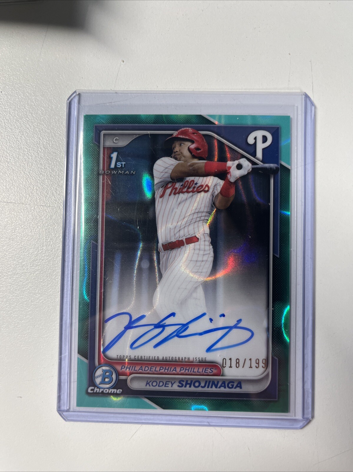 2024 Bowman Draft Kodey Shojinaga Chrome 1st Aqua Lava Refractor RC Auto/199
