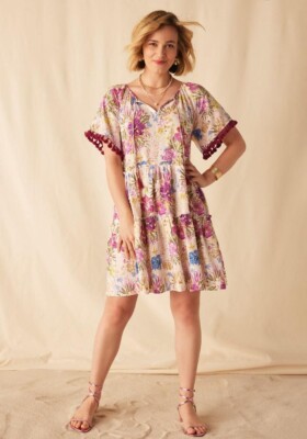 Matilda Jane Enchanted Garden Aloha Palm Printed Ruffle Dress Size XS X Small