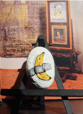 Painted rock with acrylic painting/ Sealed with Art Resin/ Banana Tape ...