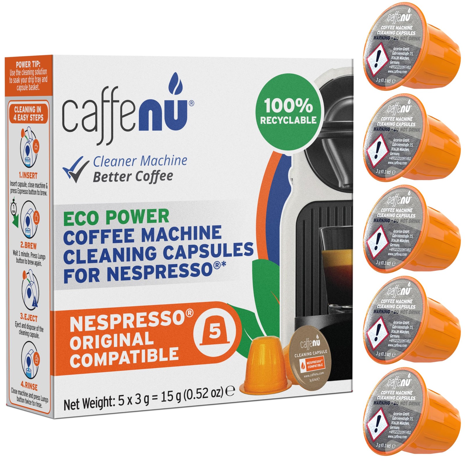 Nespresso Compatible Cleaning Capsules 5 Originaline Cleaning Pods Coffee