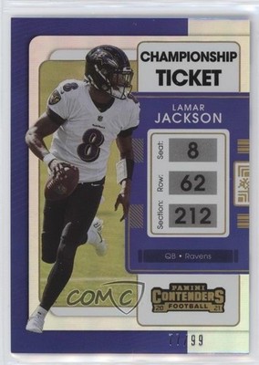 2021 Panini Contenders Championship Ticket 77/99 Lamar Jackson #7 1i3m