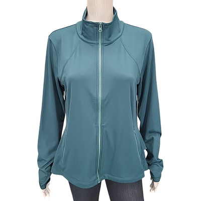Isabella Womens Jacket Large Size Teal long Sleeves Zip Active Jacket Pockets