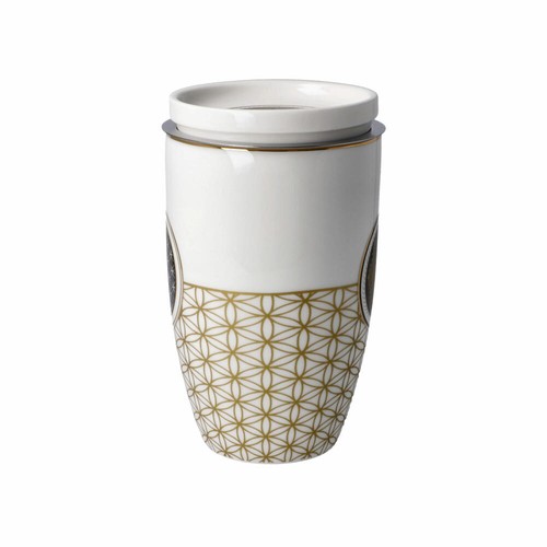 Goebel Tea Cup with Lid and Strainer Flower of Life White, Fine Bone China 450ml - Picture 4 of 6