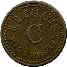 1920's Portland, Oregon OR R. D. Calavan Soft Drinks Good For 5¢ Trade Token