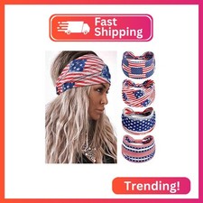 Olbye 4th of July Headbands USA Patriotic American Flag Hairbands Wide Knotted T