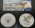 2021 Reverse Prf American Silver Eagle Designer NGC PF69 First Releas-2 Coin Set