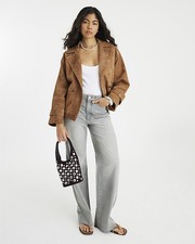 River Island Womens Grey Denim Straight Jeans 12 Regular