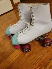 Women's Chicago Skate Roller Skates 8601K - White w/Sure Grip Pink Wheels Sz 8