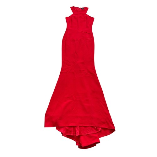 NEW Nadine Merabi Amie Dress Red Formal Gown Stretch Halter Gala Train Small - Picture 3 of 10