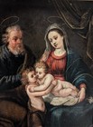 Heilige Familie, Öl auf Kupfer, um 1630, gerahmt, Madonna, Jesuskind,