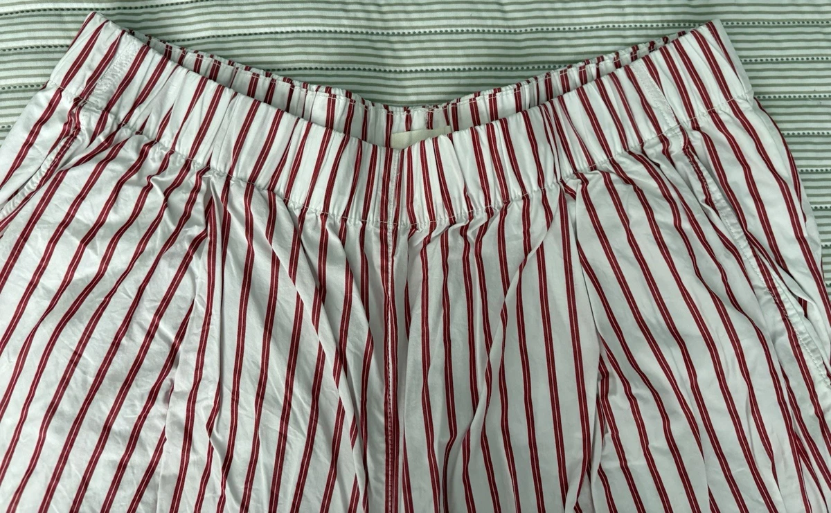 Pantalón ancho de algodón a rayas rojas y blancas talla XL de H&M