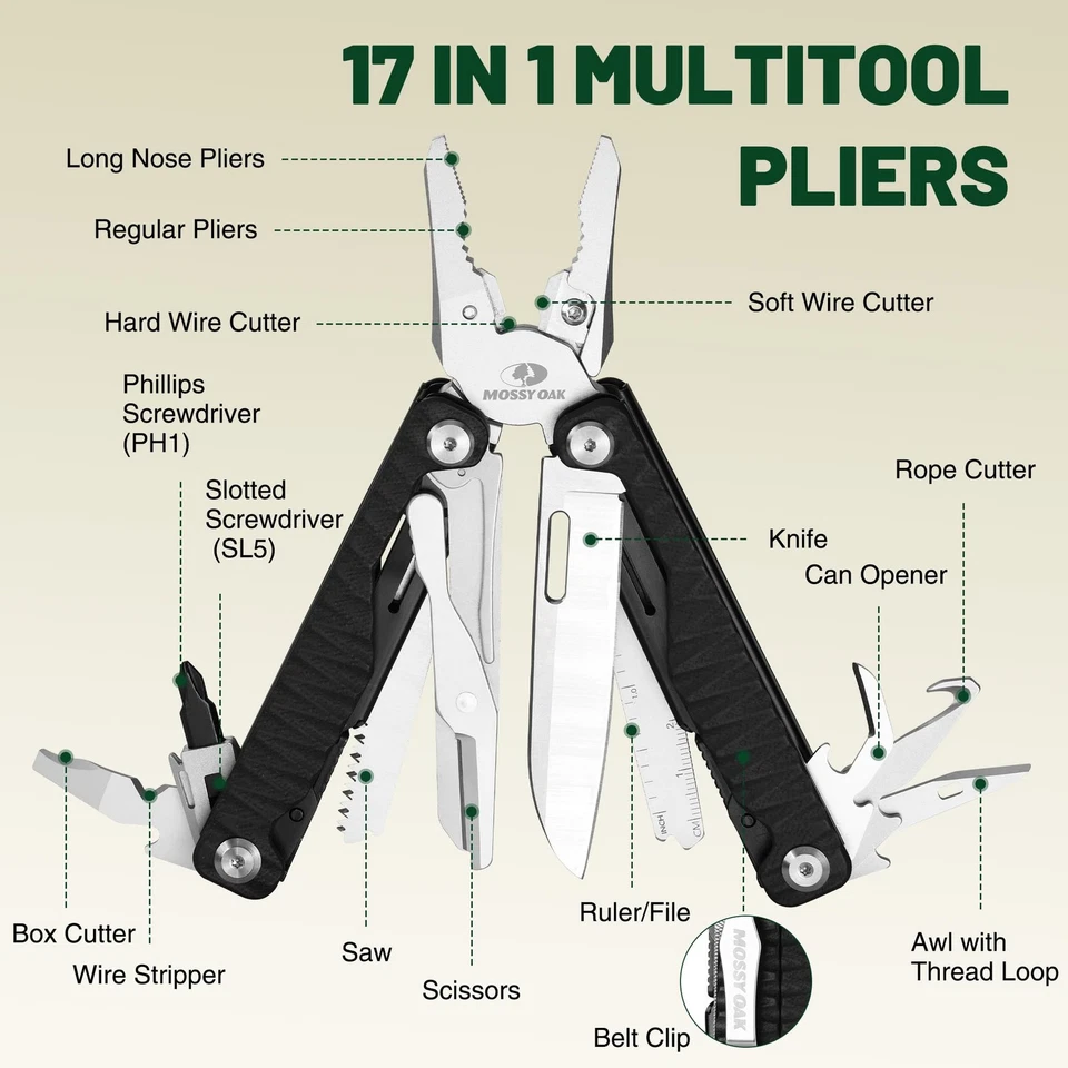 Multitool, 17-in-1 EDC Multi Tool with CNC-Machined Steel Pliers, G10 Anti-Sl... - Image 2 of 4
