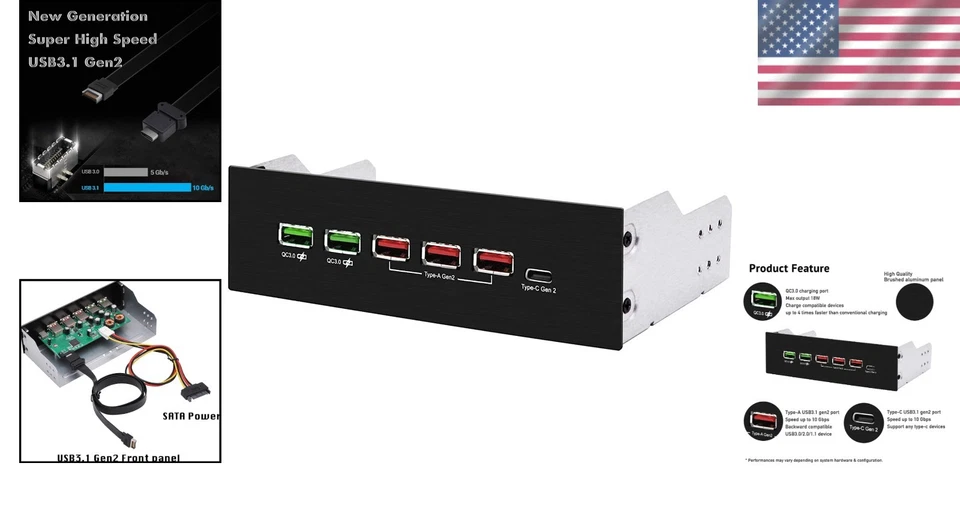 USB 3.1 Gen2 Hub with Type-C Port - 5.25in - Image 2 of 4