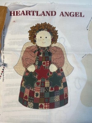 Vintage Cotton Fabric Panel Heartland Angel Large Doll Country Themed 29 x 58
