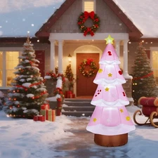 7.2ft Christmas Inflatable Pink Cartoon Christmas Tree Courtyard Decoration
