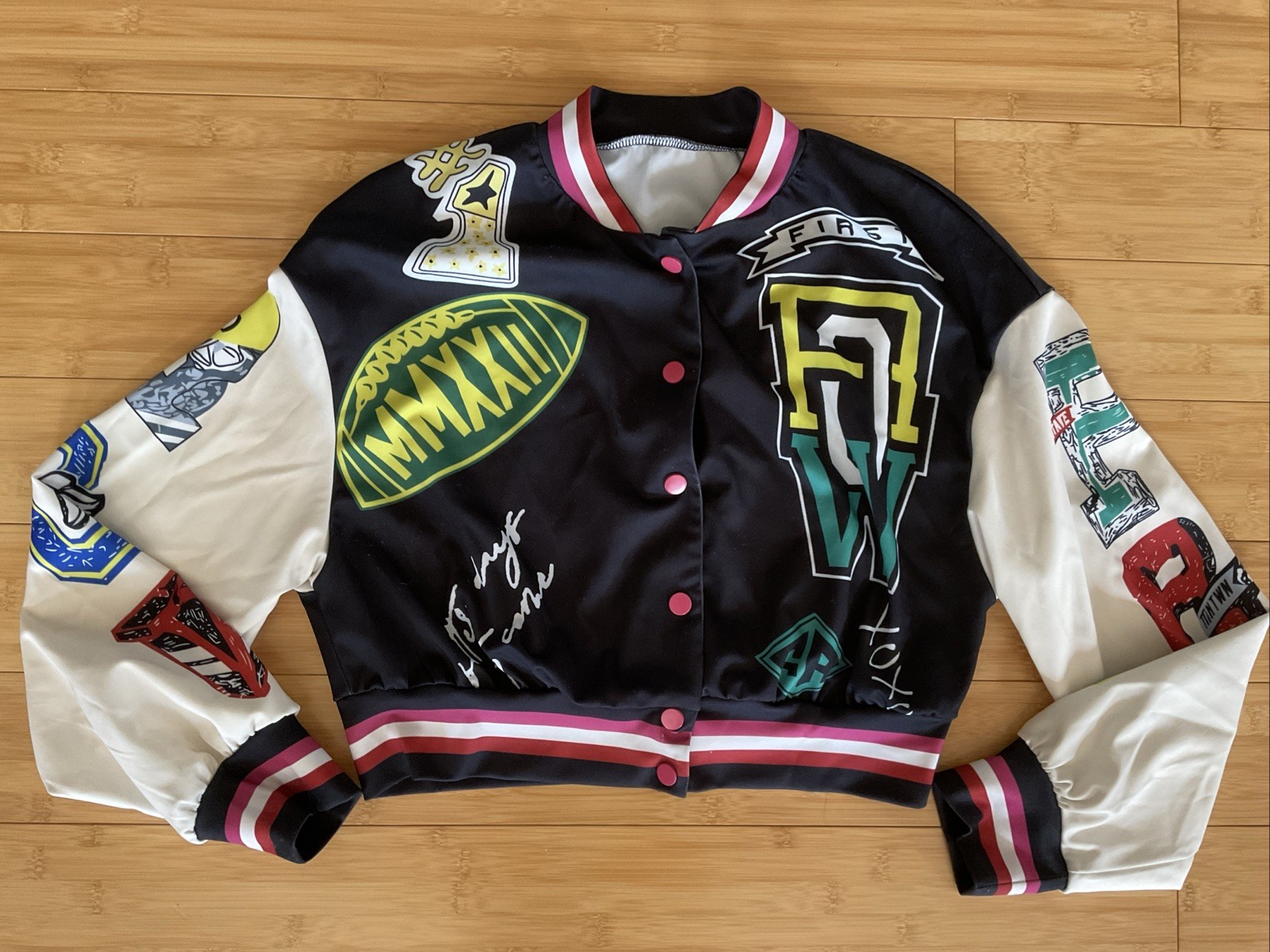 Giacca Bomber Silky Prima Fila Multi Patch Varsity "Keep Things Simple" Junior M