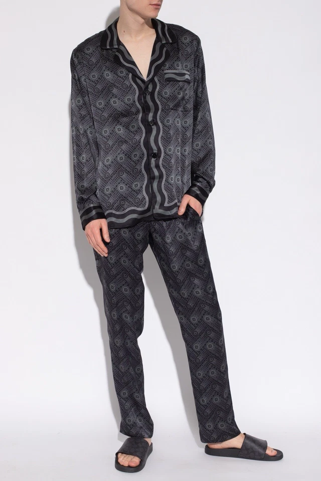 (MSRP: $1880) Casablanca "Ping Pong" Monogram Print 100% Silk Pajama Set