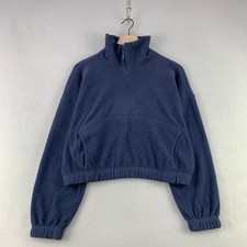 Old Navy 1/4 Zip Fleece Womens Medium Blue Cropped Mock Neck Pullover Athleisure