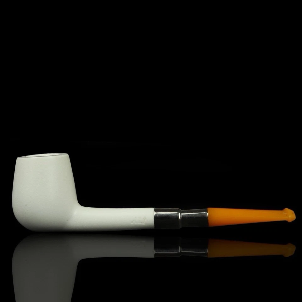 Cachimbo de bilhar liso prateado CUTTY BLOCO ESPUMA DO MAR-NOVO-ESCULPIDO À MÃO COM Estojo #1295 - Imagem 3 de 4