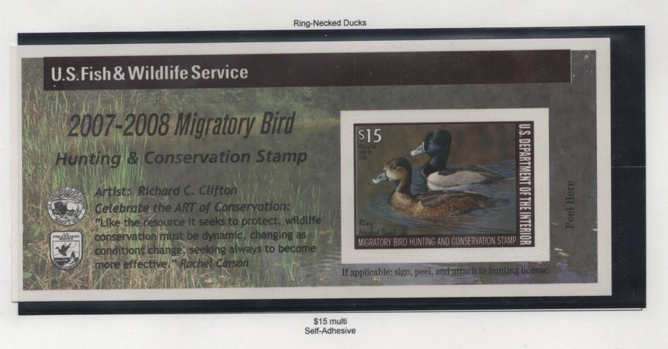 US 2006-2010 COLLECTION OF 8 DUCK STAMPS 4 SIGNED BY THE ARTIST ALL MNH - Image 3 of 4