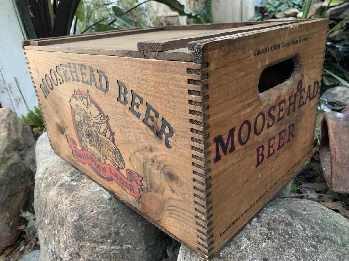 Moosehead Wooden Beer Crate Wood Checkerboard Lid Crate Box | eBay