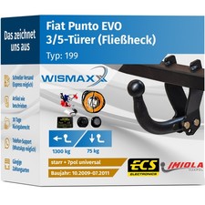 ANHÄNGERKUPPLUNG starr passt für Fiat Punto EVO 09-11 +7polig E-Satz ABE