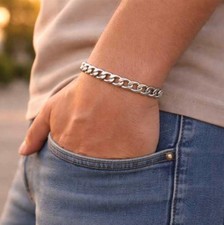 Men  s Stainless Steel Flat Chain Bracelet   3.2mm Titanium Steel Link Jewelry