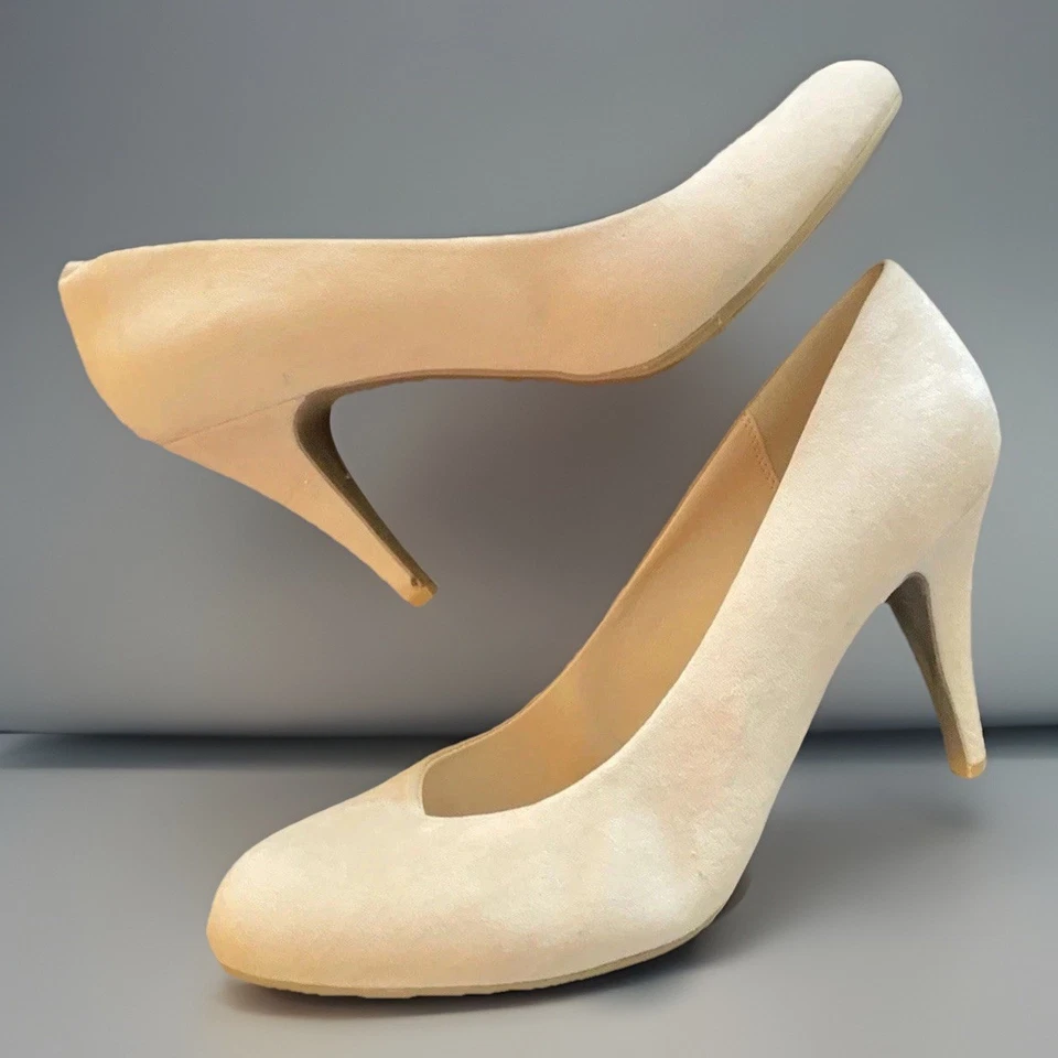 ZAPATOS DE SALÓN DE GAMUZA SINTÉTICA CHAMPÁN ELEGANTES ZAPATOS DE BODA FORMALES WMNS Talla 10 + CLIPS DE ACENTO Foto 4 de 4