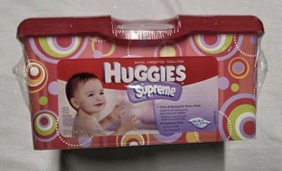 New Original Plastic Huggies Supreme  BABY Wipes Red Plastic Container  Circles