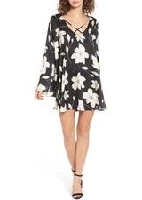 Show Me Your MuMu Joni Flow Dress Floral La Leche Black & White Size Medium NEW