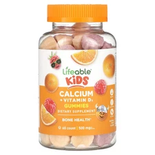Kids Calcium + Vitamin D3 Gummies, Natural Fruit, 60 Gummies