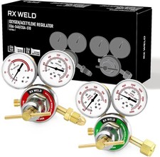 RX WELD Oxygen and Acetylene Regulators CGA540 and CGA510- Compatible with V-Sty