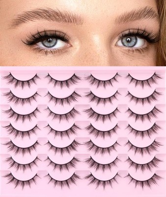 False Lashes Natural Look Wispy Eyelashes Manga Korean Spiky 16Mm Short Faux Min